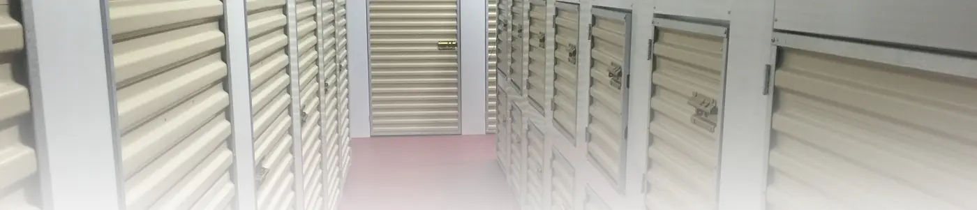Aisle of climate controlled storage cabinets